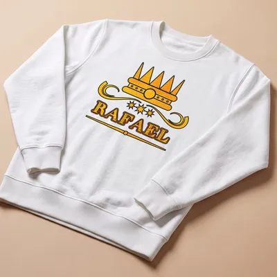 Vintage crown graphic with the name Rafael in bold lettering — printed on a unisex sweatshirt