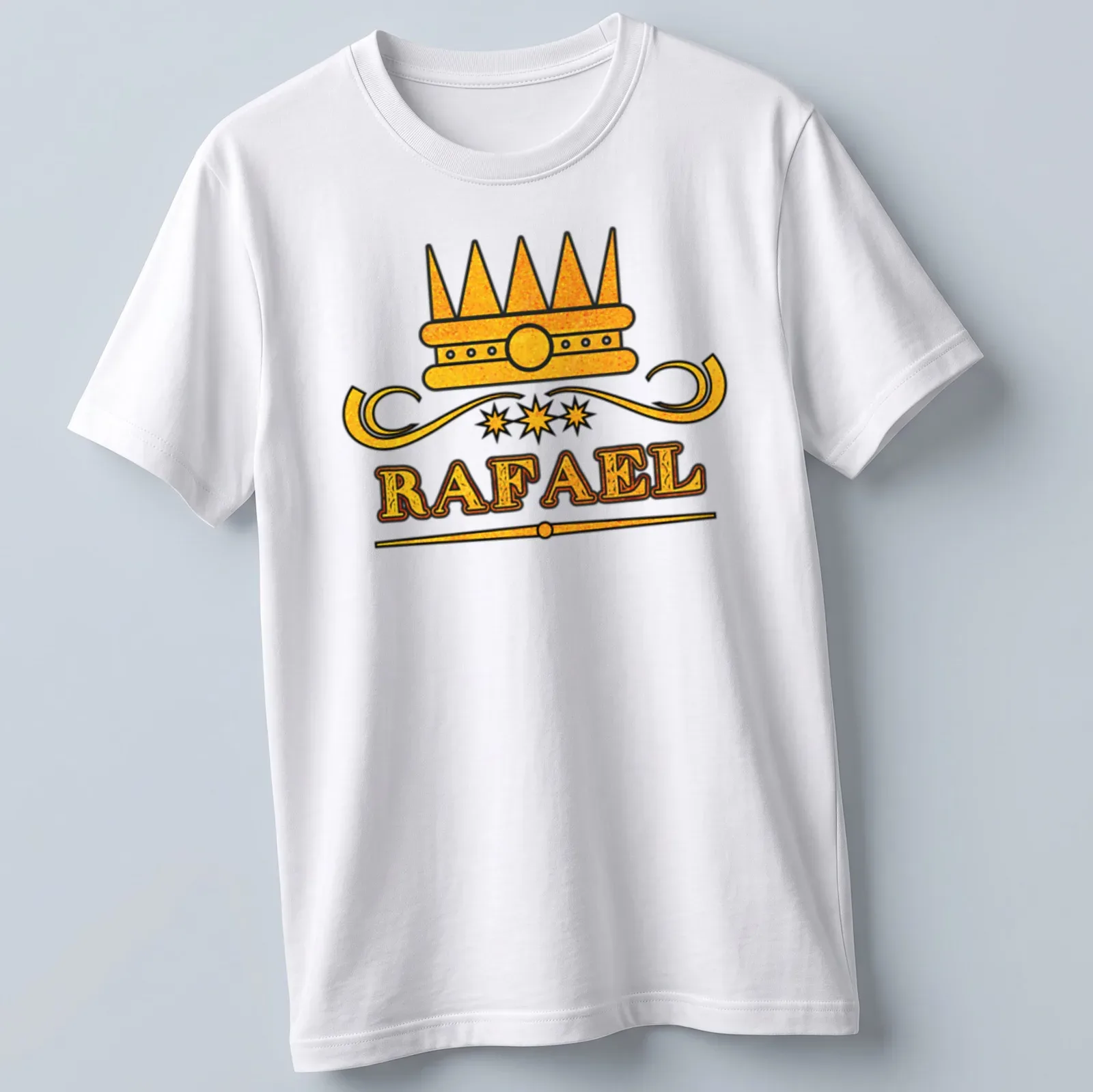 Vintage crown graphic with the name Rafael in bold lettering — printed on a unisex t-shirt