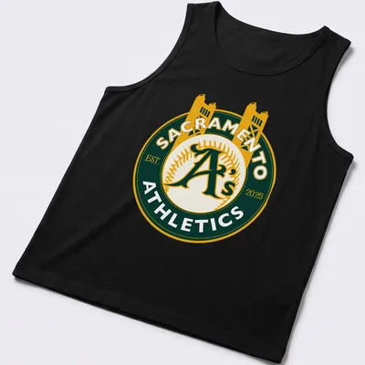 Vintage sports t-shirt featuring the Sacramento A's logo and established date. — printed on a tank top