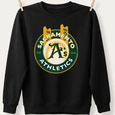 Vintage sports t-shirt featuring the Sacramento A's logo and established date. — printed on a unisex sweatshirt