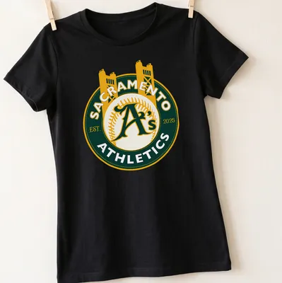 Vintage sports t-shirt featuring the Sacramento A's logo and established date. — printed on a women's shirt