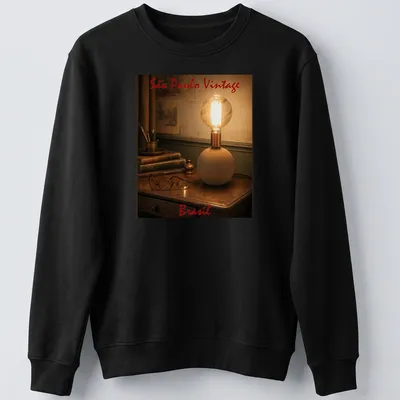 Vintage globe lamp T-shirt featuring São Paulo Brasil text, in brown and copper tones — printed on a unisex sweatshirt