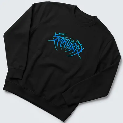 Metallic blue SPIRITBOX logo printed on a — printed on a unisex sweatshirt