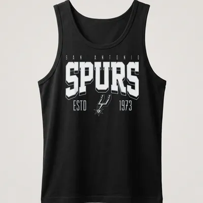 San Antonio Spurs tee featuring bold typography in black, white, and gray. — printed on a tank top