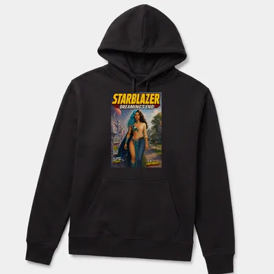 Comic book style female superhero graphic with inspirational text — printed on a unisex hoodie