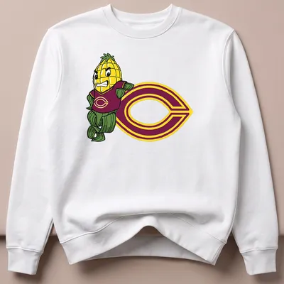 Cartoon corn mascot with text 'The Concordia Mhead Cobbers' in maroon and green — printed on a unisex sweatshirt