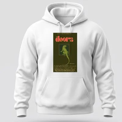 Vintage concert poster tee featuring The Doors and a lizard design — printed on a unisex hoodie