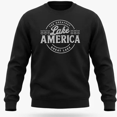 Vintage distressed design featuring text about America's greatest lake — printed on a unisex sweatshirt