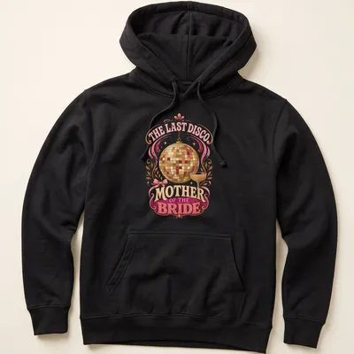 T-shirt featuring a vintage retro design with a disco ball and cocktail glass. — printed on a unisex hoodie