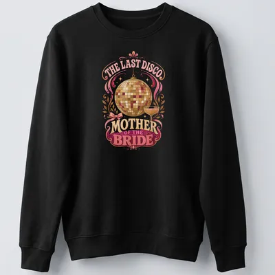 T-shirt featuring a vintage retro design with a disco ball and cocktail glass. — printed on a unisex sweatshirt