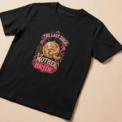 T-shirt featuring a vintage retro design with a disco ball and cocktail glass.