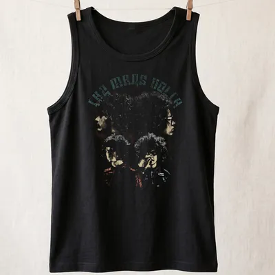Retro distressed Mars Volta t-shirt featuring band members with curly hair — printed on a tank top