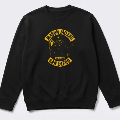 Graphic of a grim reaper holding a baseball bat with bold text — printed on a unisex sweatshirt