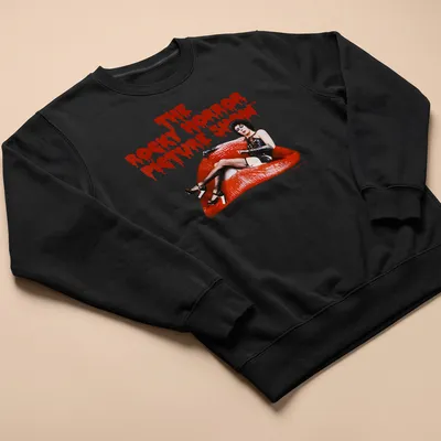 Vintage Dr. Frank T-shirt featuring The Rocky Horror Picture Show title in bold lettering — printed on a unisex sweatshirt