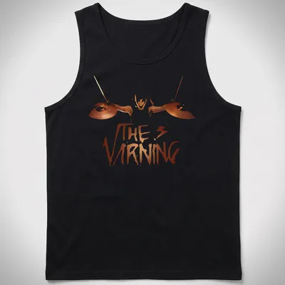Bold graphic t-shirt featuring a drummer silhouette and 'THE VIRNING' text — printed on a tank top
