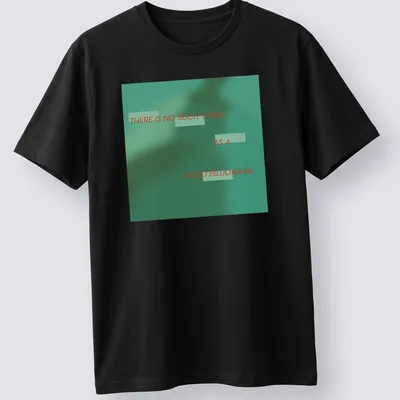 Teal and red typography t-shirt stating 'There is no such thing as a good billionaire'