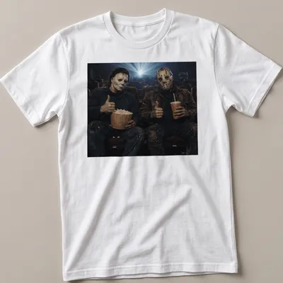 Cinematic print featuring Michael Myers and Jason Voorhees with a thumbs up
