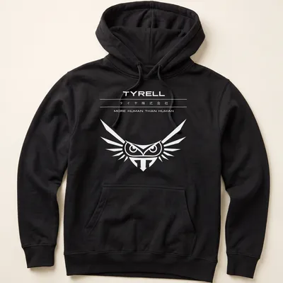 Minimalist black and white design featuring an owl and text from Blade Runner. — printed on a unisex hoodie