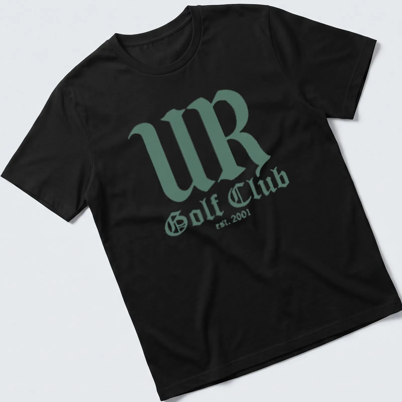 Green and white typography t-shirt featuring UR Golf Club established 2001 — printed on a unisex t-shirt