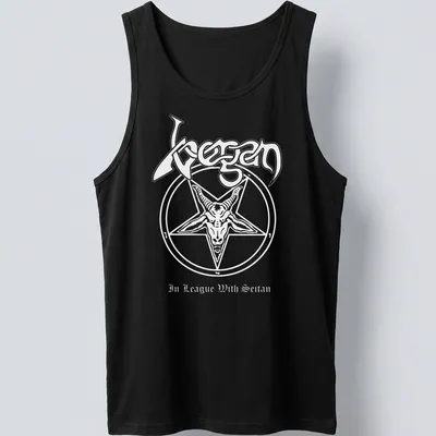 Bold graphic of 'vegan 2nd Season 3316 seitan' in black and white — printed on a tank top