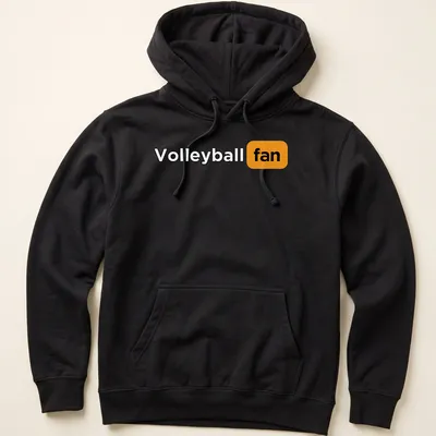 Modern Volleyball Fan t-shirt with bold typography and a volleyball graphic — printed on a unisex hoodie