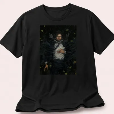 Realistic print of a submerged man with the text 'Water Rots The Body'