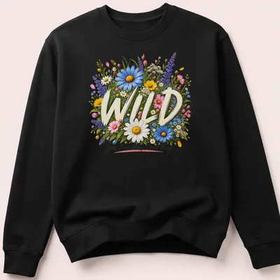 Colorful floral illustration with the text 'WILD See, I am doing a new thing... - ISAIAH 43:19' on a — printed on a unisex sweatshirt