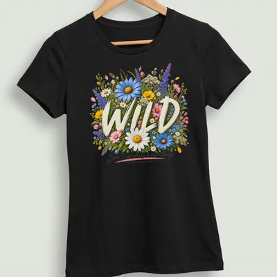 Colorful floral illustration with the text 'WILD See, I am doing a new thing... - ISAIAH 43:19' on a — printed on a women's shirt